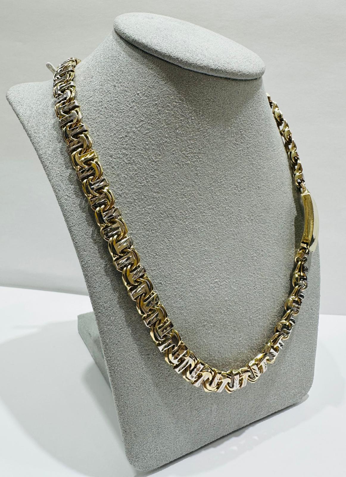 10K GOLD CHINO LINK DIAMOND CUT NECKLACE- WEIGHT:  74.8gm   24"  8.35mm