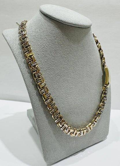 10K GOLD CHINO LINK DIAMOND CUT NECKLACE- WEIGHT:  74.8gm   24"  8.35mm