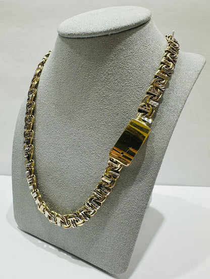 10K GOLD CHINO LINK DIAMOND CUT NECKLACE- WEIGHT:  74.8gm   24"  8.35mm