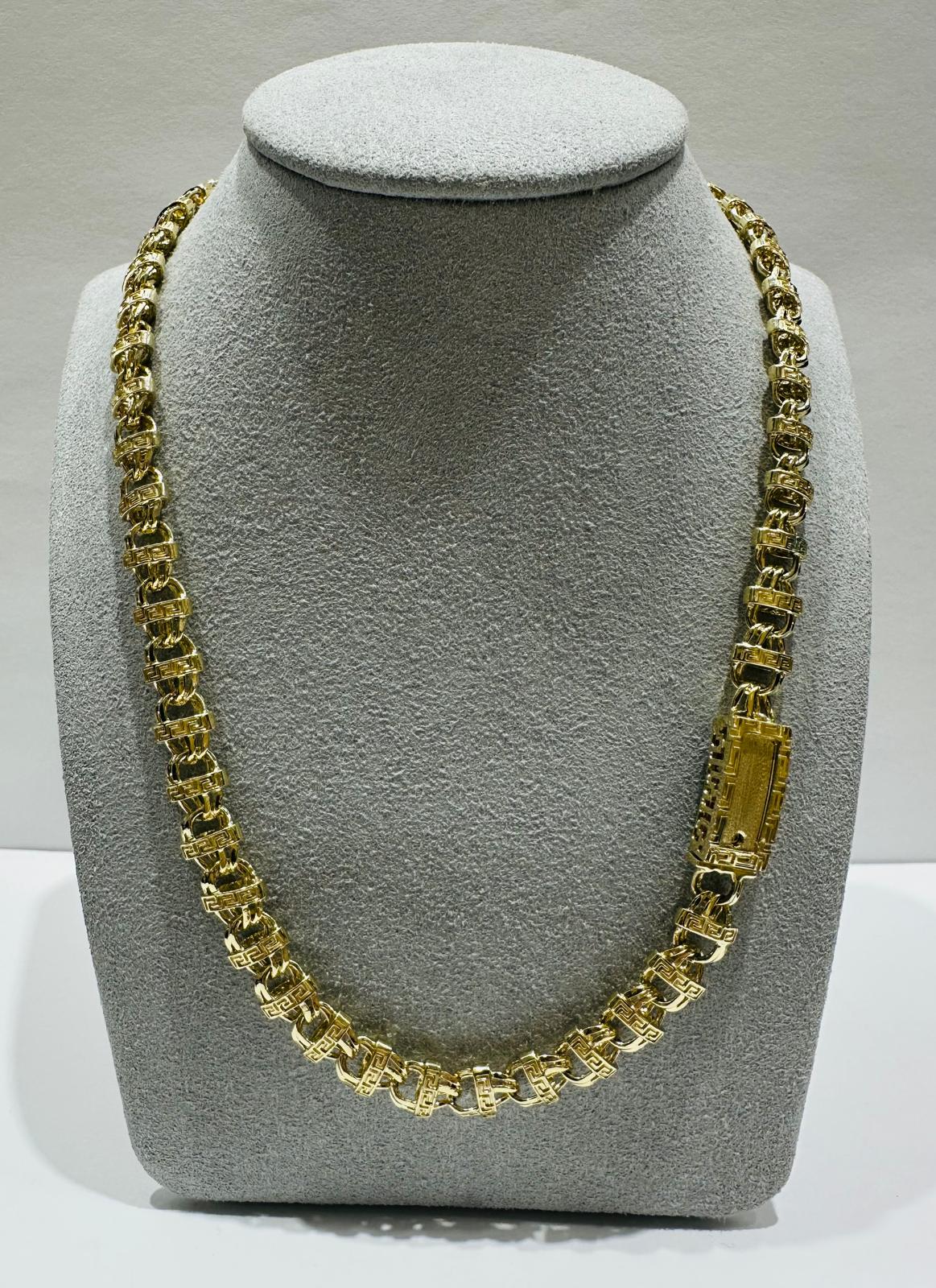 10K GOLD VERSACE T-BONE LINK CHAIN- WEIGHT:  59.4gm   24"   8.05mm
