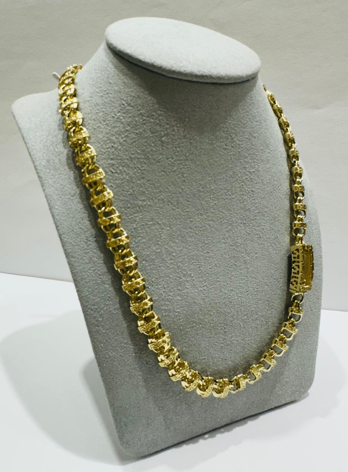 10K GOLD VERSACE T-BONE LINK CHAIN- WEIGHT:  59.4gm   24"   8.05mm