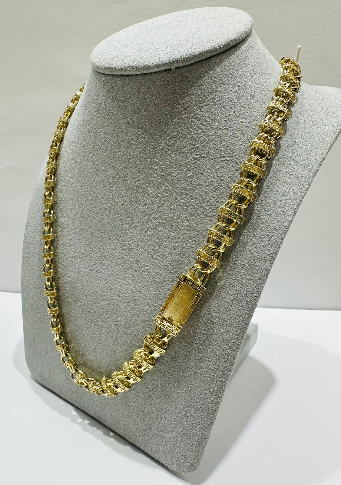 10K GOLD VERSACE T-BONE LINK CHAIN- WEIGHT:  59.4gm   24"   8.05mm