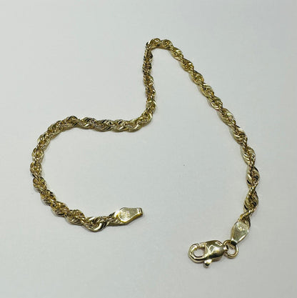 10K GOLD ROPE BRACELET- WEIGHT:  2.2gm   8"   2.95mm