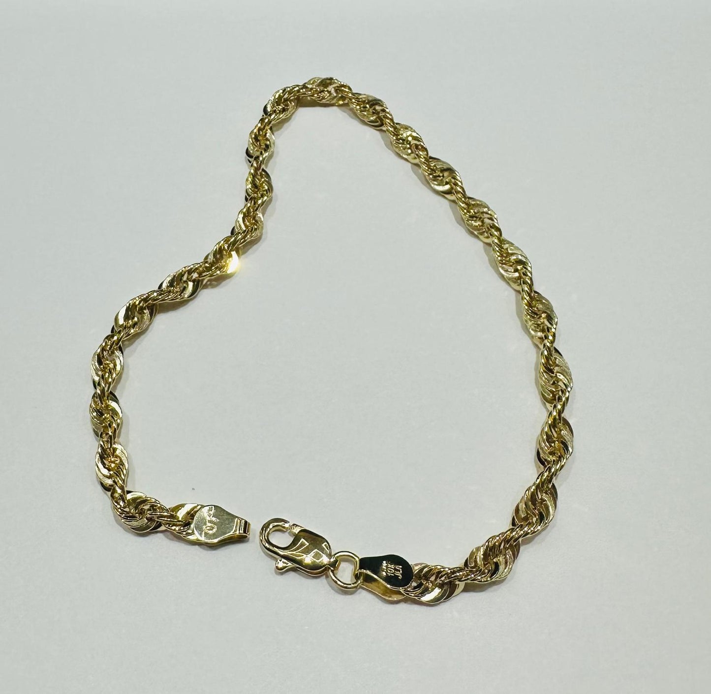10K GOLD ROPE BRACELET- WEIGHT:  2.5gm   7"   3.55mm