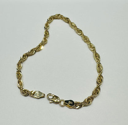 10K GOLD ROPE BRACELET- WEIGHT:  2.5gm   7"   3.55mm