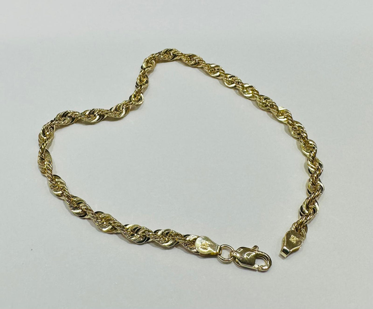 10K GOLD ROPE BRACELET- WEIGHT:  2.5gm   7"   3.55mm