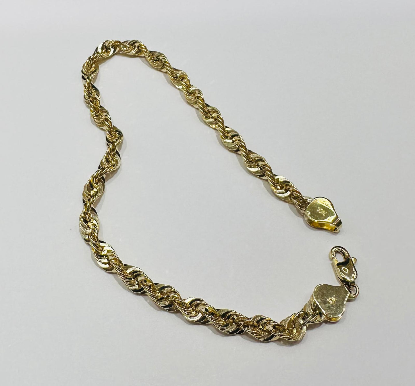 10K GOLD ROPE BRACELET- WEIGHT:  4.5gm   8.5"   4.30mm