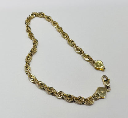 10K GOLD ROPE BRACELET- WEIGHT:  4.5gm   8.5"   4.30mm