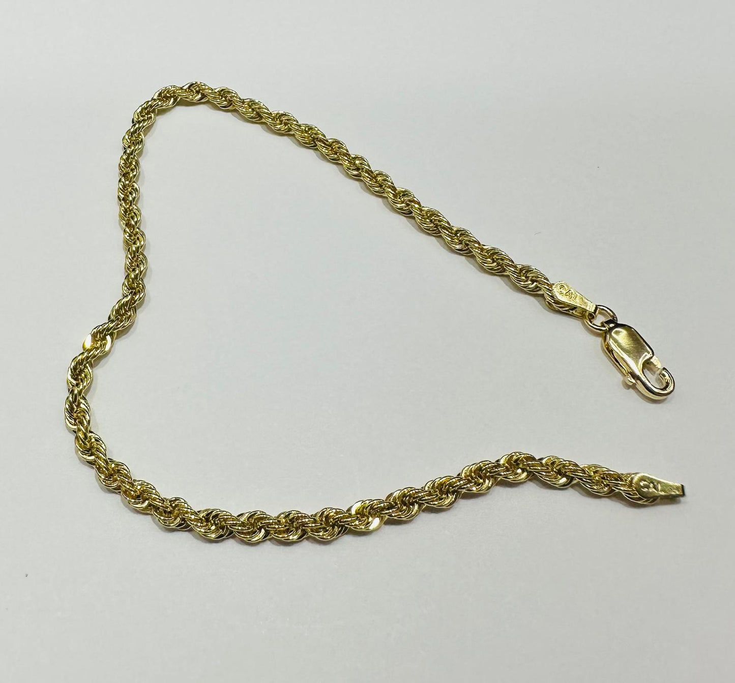 10K GOLD ROPE BRACELET- WEIGHT:  2.2gm   7.5"   2.65mm