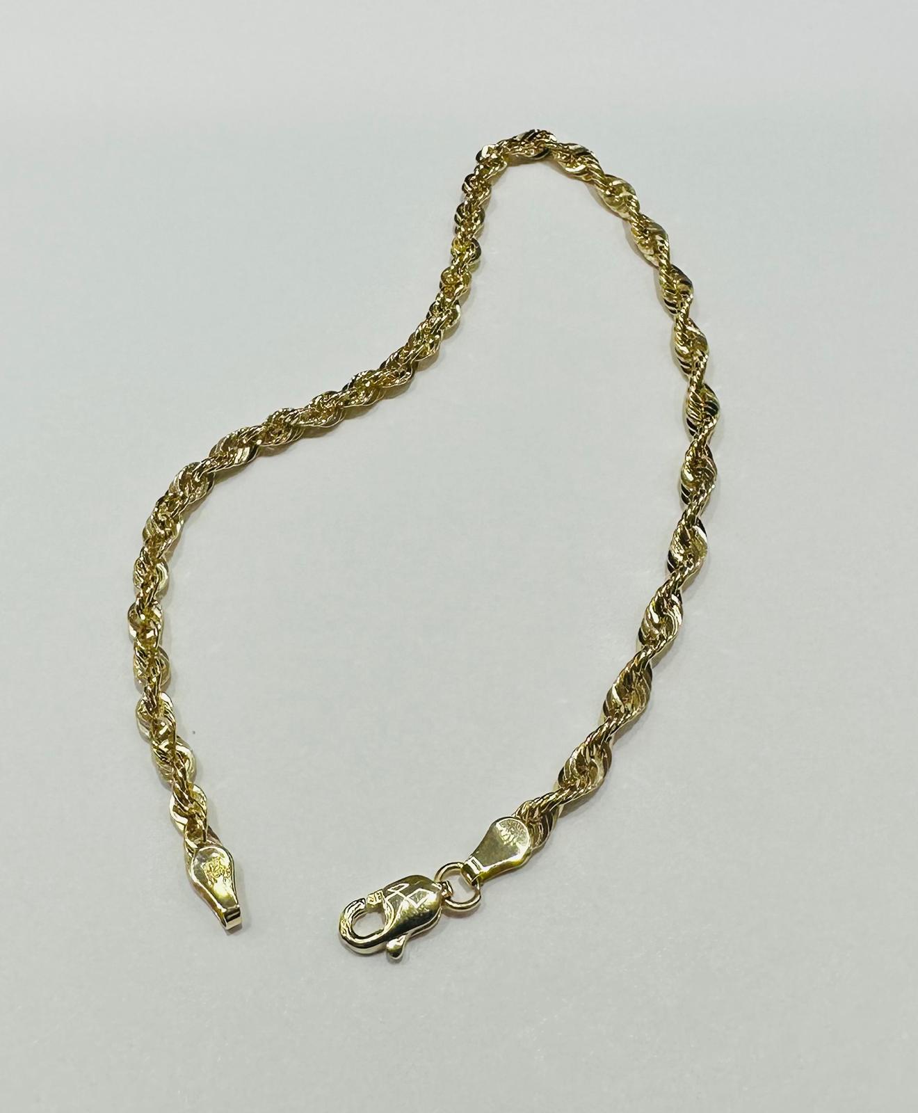 10K GOLD ROPE BRACELET- WEIGHT:  2.2gm   8"   2.95mm