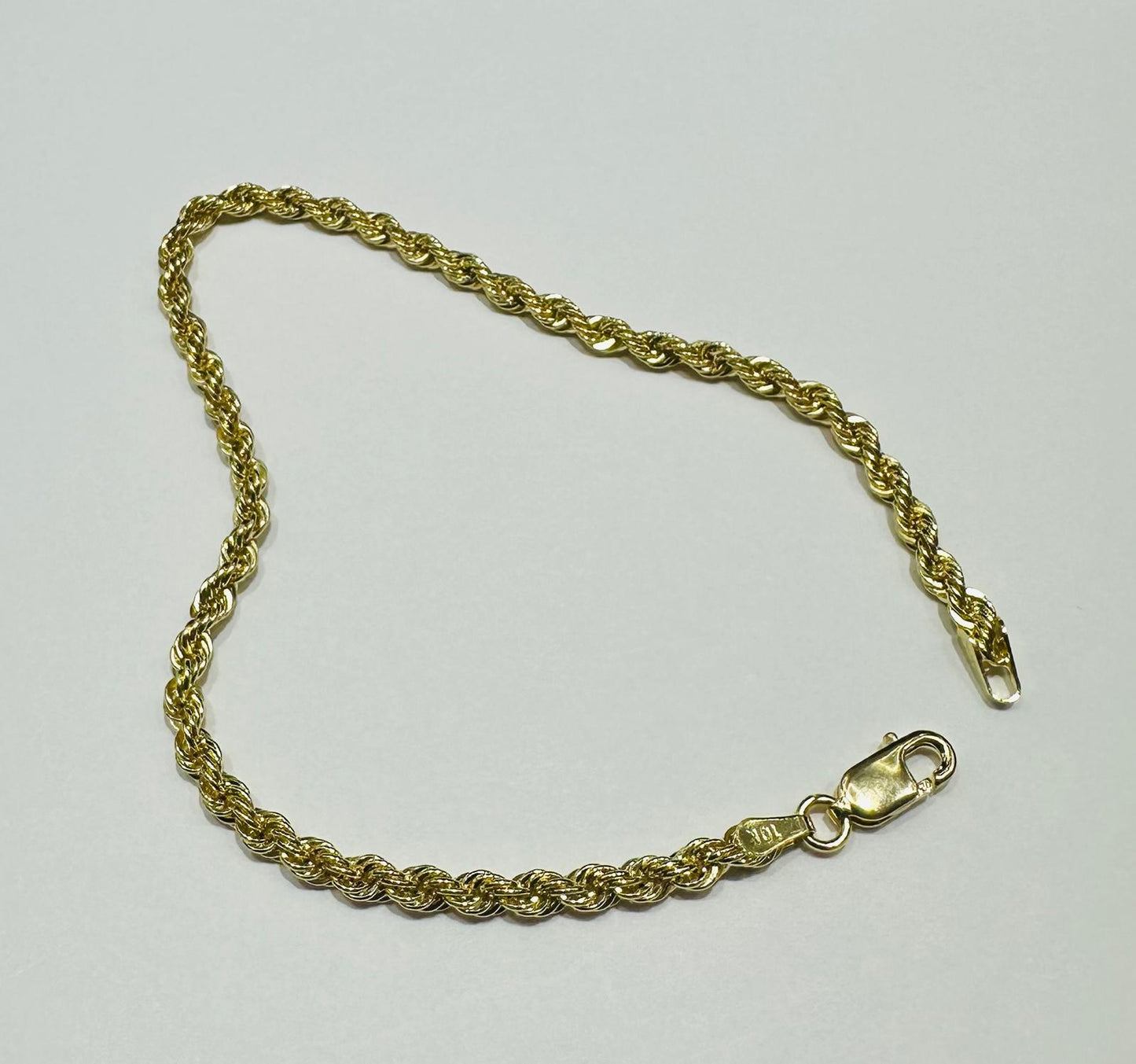 10K GOLD ROPE BRACELET- WEIGHT:  2.2gm   7.5"   2.65mm