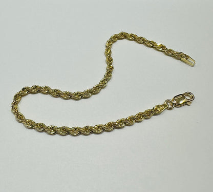 10K GOLD ROPE BRACELET- WEIGHT:  2.0gm   7"   2.65mm