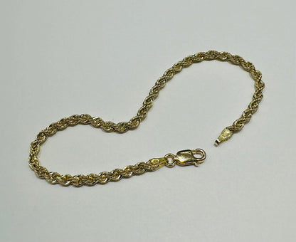 10K GOLD ROPE BRACELET- WEIGHT:  2.0gm   7"   2.65mm