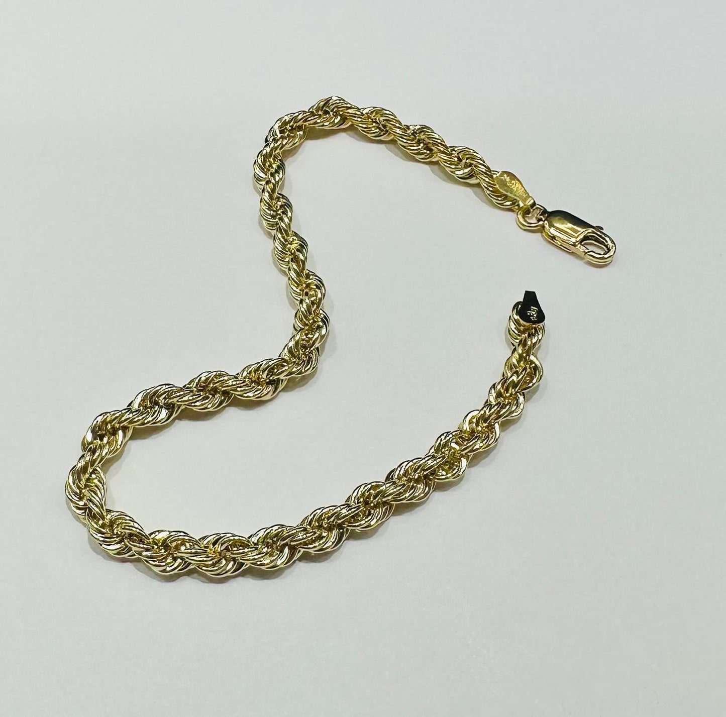 10K GOLD ROPE BRACELET- WEIGHT:  2.6gm   7"   3.95mm