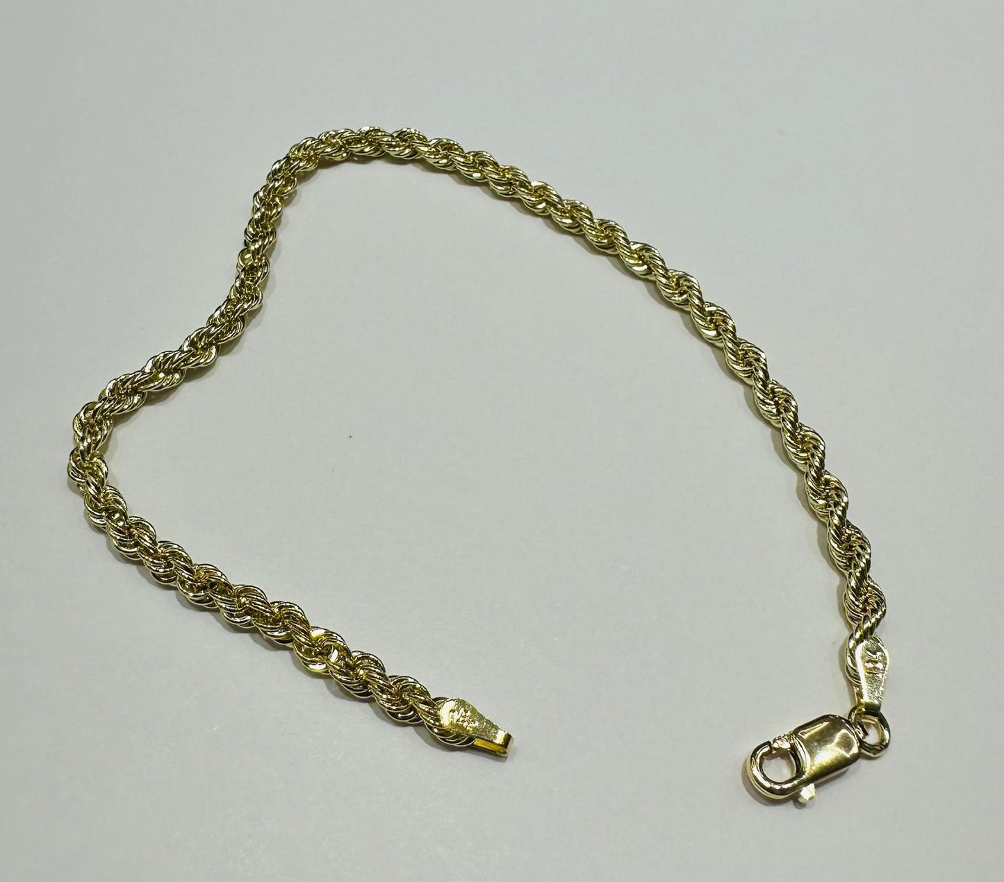 10K GOLD ROPE BRACELET- WEIGHT:  1.9gm   7"   2.95mm