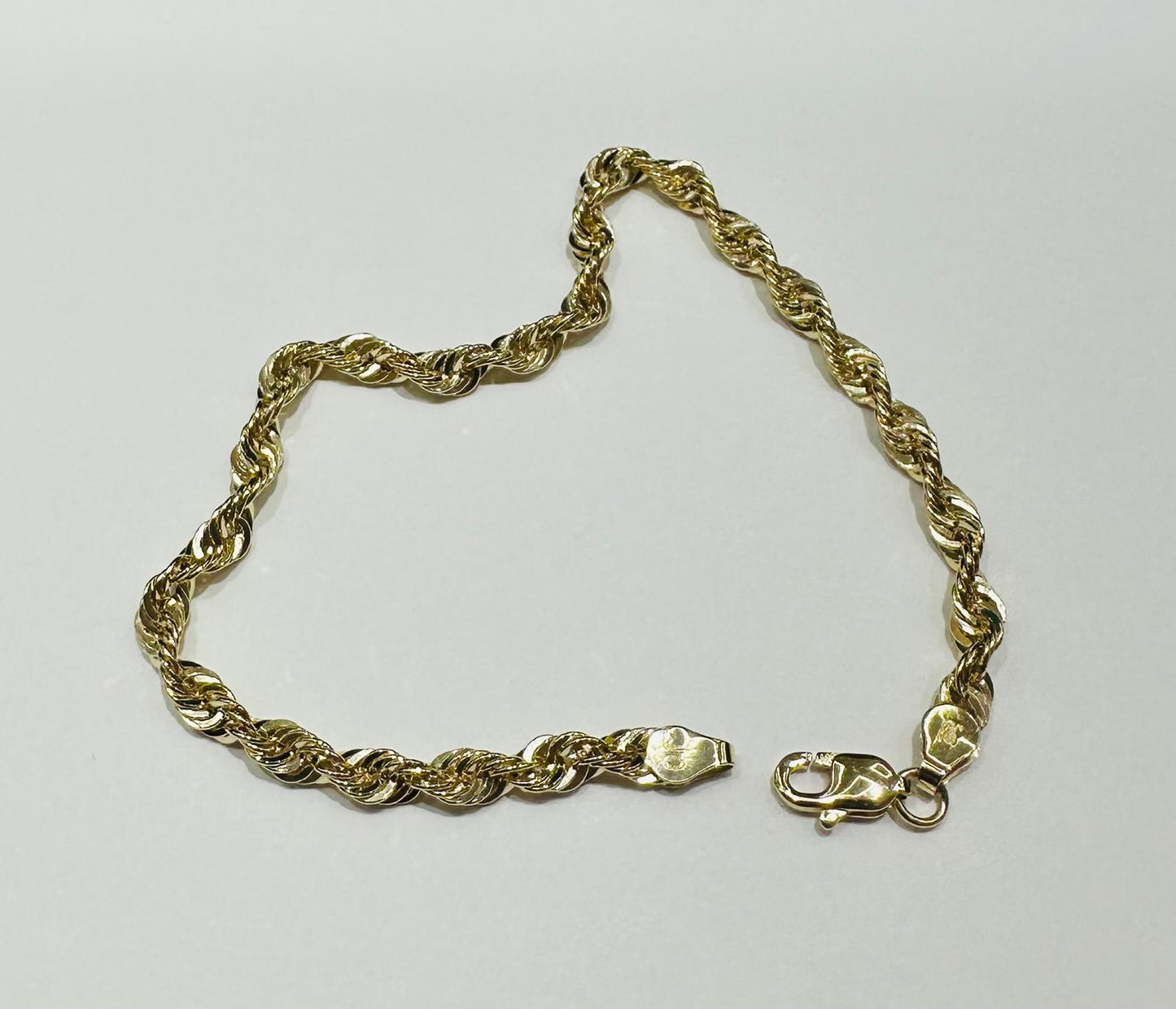10K GOLD ROPE BRACELET- WEIGHT:  2.5gm   7"   3.55mm