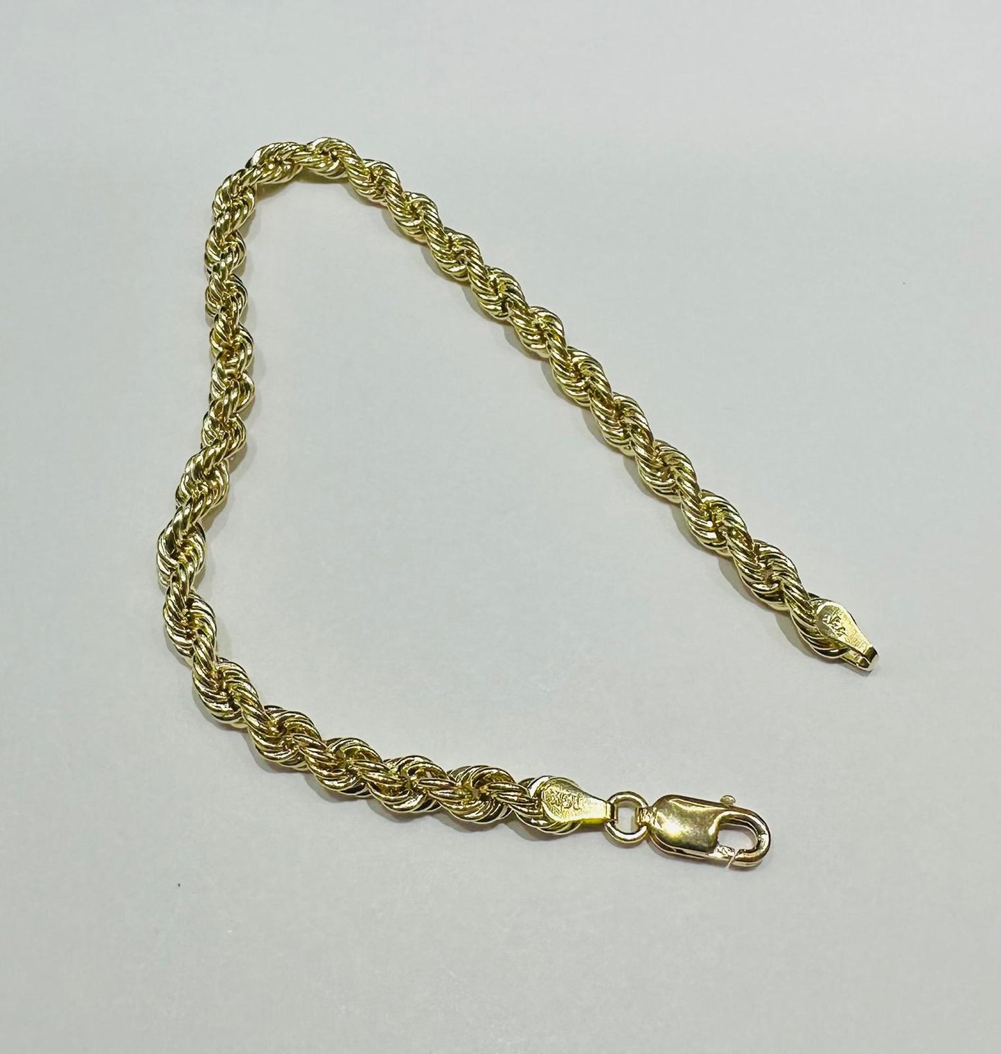 10K GOLD ROPE BRACELET- WEIGHT:  2.6gm   7"   3.90mm