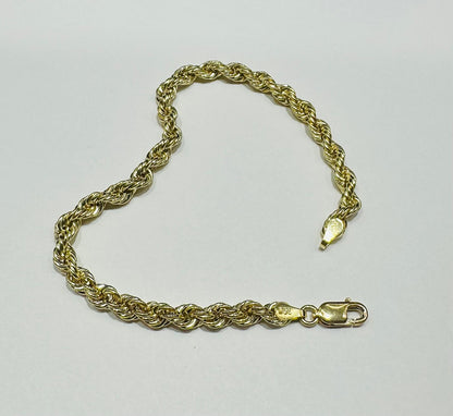10K GOLD ROPE BRACELET- WEIGHT:  2.6gm   7"   3.90mm