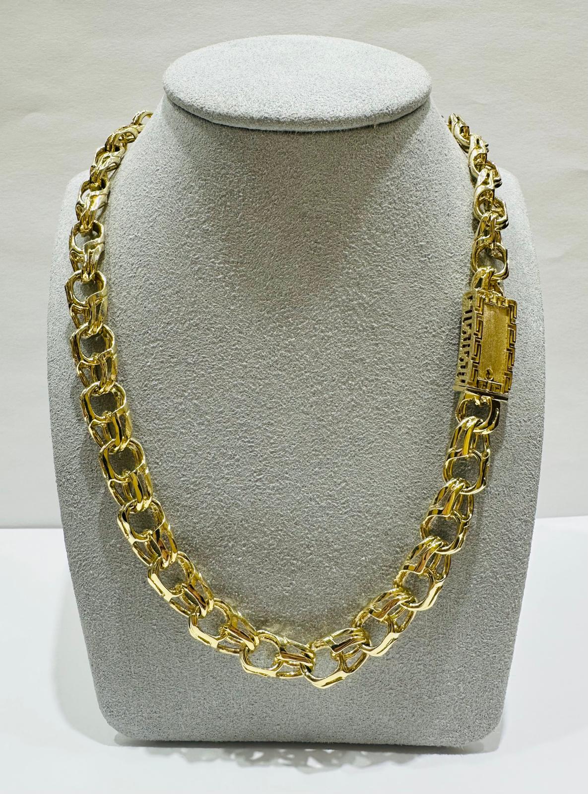 10K GOLD OPEN LINK CHINO CHAIN- WEIGHT:  73.2gm   22"   9.40mm