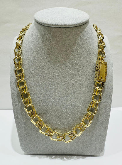 10K GOLD OPEN LINK CHINO CHAIN- WEIGHT:  73.2gm   22"   9.40mm