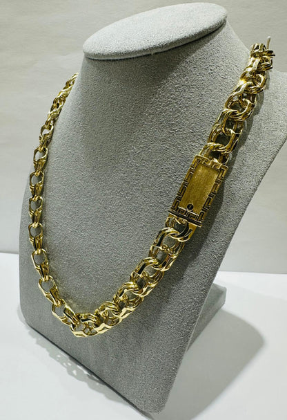 10K GOLD OPEN LINK CHINO CHAIN- WEIGHT:  73.2gm   22"   9.40mm
