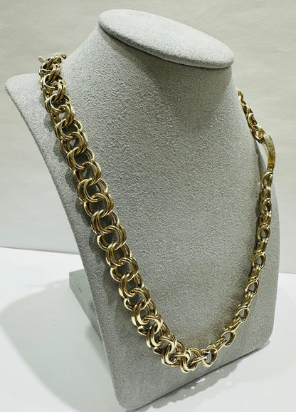 10K GOLD OPEN CHINO LINK CHAIN- WEIGHT:  76.8gm   24"   10.35mm