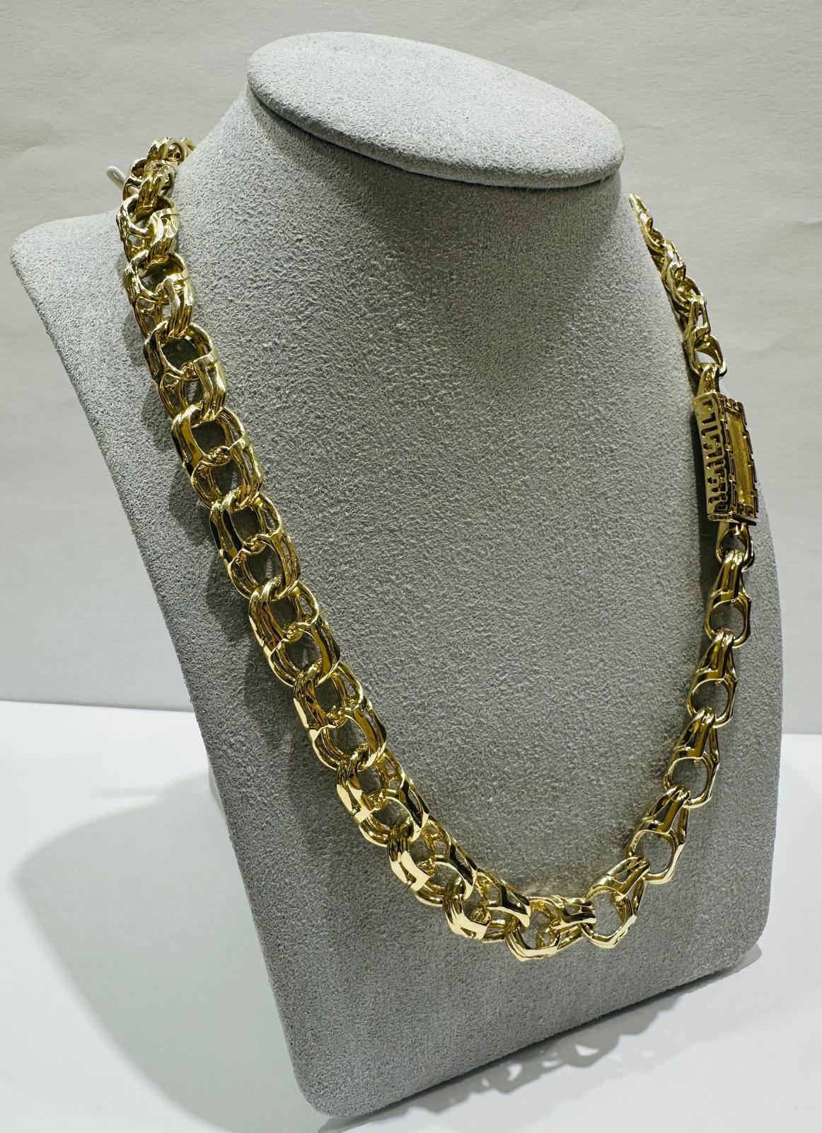 10K GOLD OPEN LINK CHINO CHAIN- WEIGHT:  73.2gm   22"   9.40mm