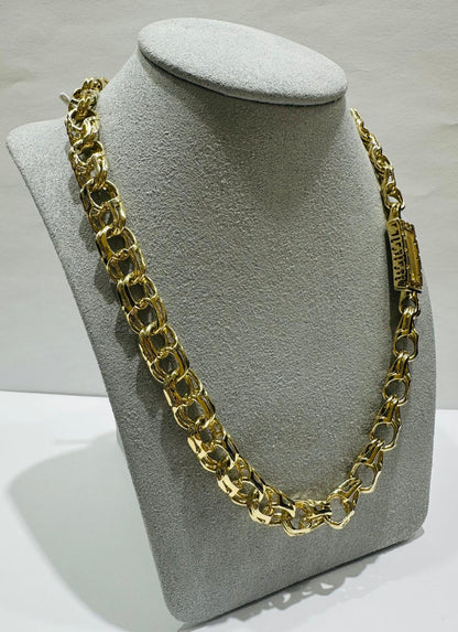 10K GOLD OPEN LINK CHINO CHAIN- WEIGHT:  73.2gm   22"   9.40mm