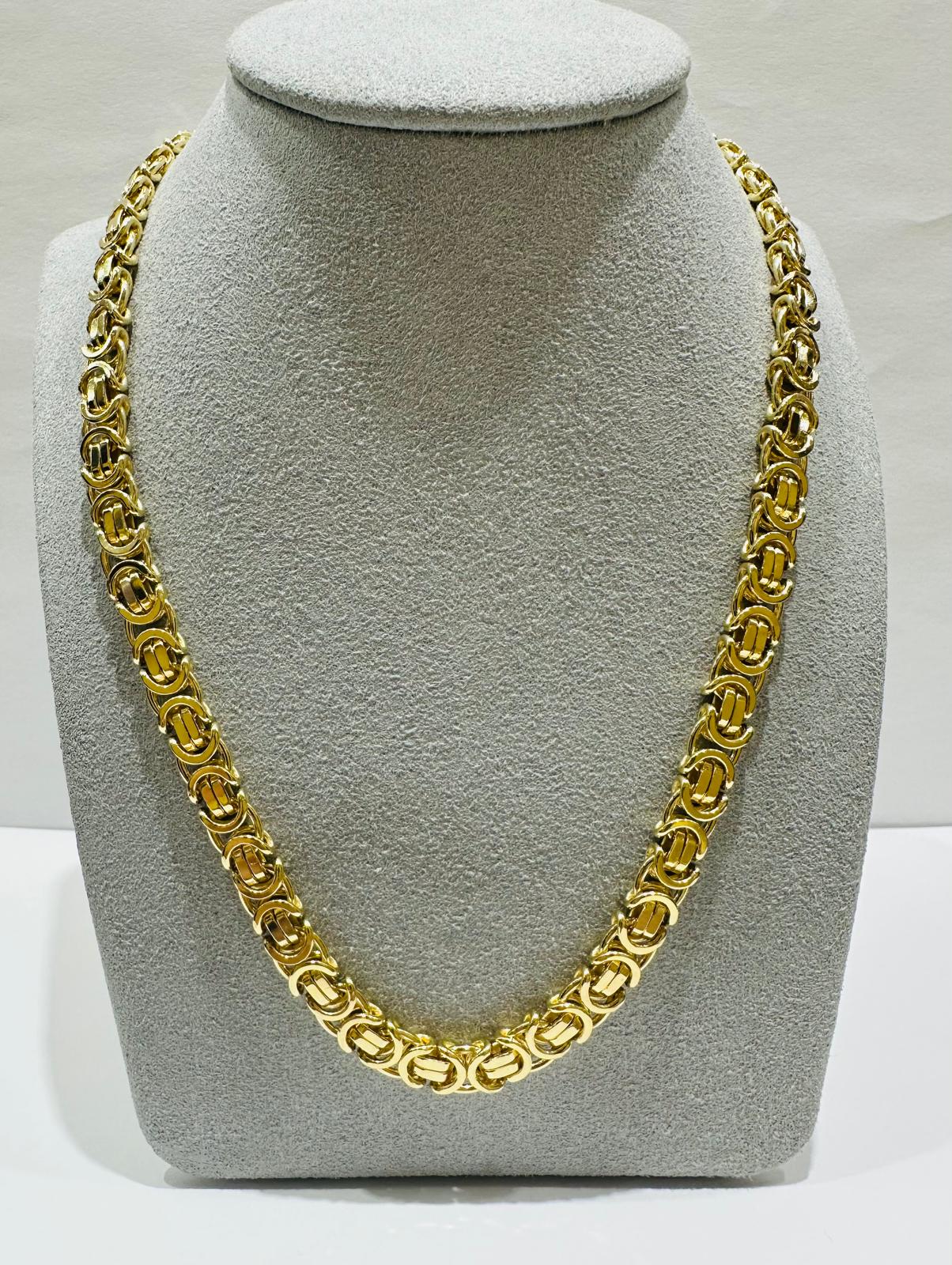 10K GOLD FLAT BYZANTINE LINK CHAIN- WEIGHT:  63.1gm   22"   6.55mm