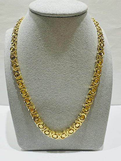 10K GOLD FLAT BYZANTINE LINK CHAIN- WEIGHT:  63.1gm   22"   6.55mm
