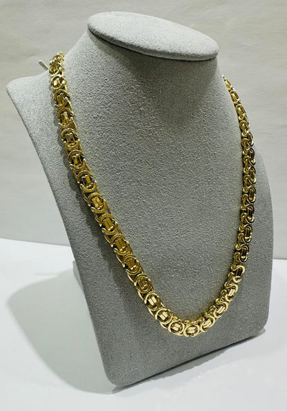 10K GOLD FLAT BYZANTINE LINK CHAIN- WEIGHT:  63.1gm   22"   6.55mm