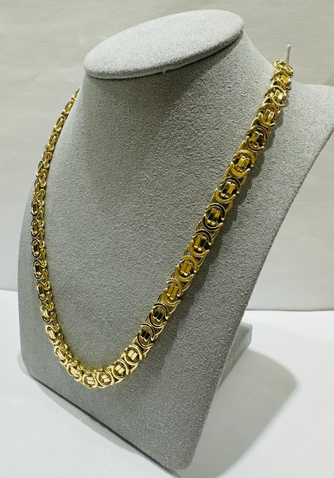10K GOLD FLAT BYZANTINE LINK CHAIN- WEIGHT:  63.1gm   22"   6.55mm