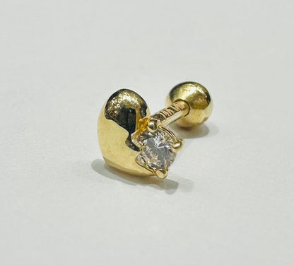 14K GOLD HEART NOSE RING