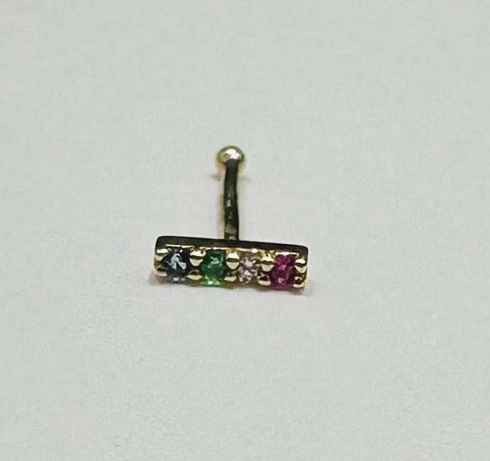 14K GOLD MULTICOLORED NOSE RING