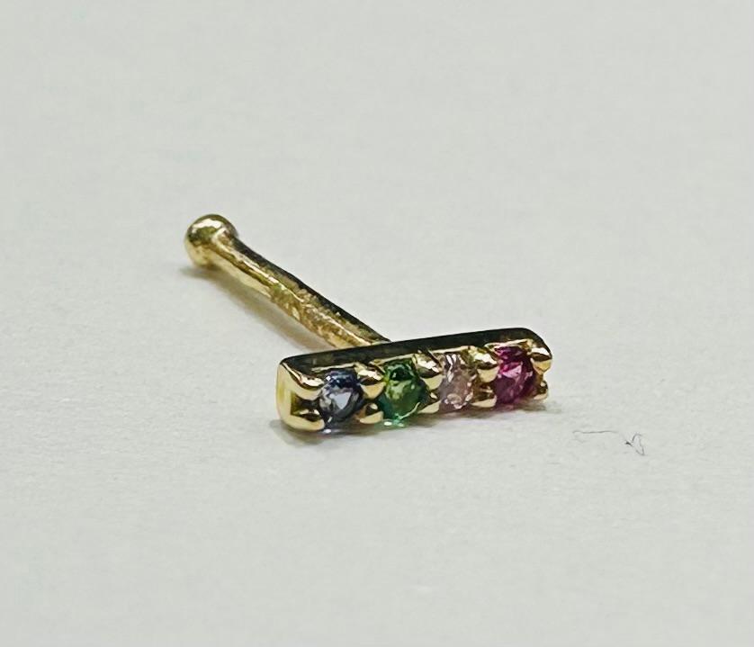 14K GOLD MULTICOLORED NOSE RING