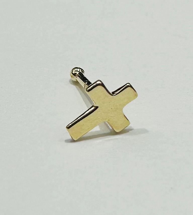 14K GOLD CROSS NOSE RING