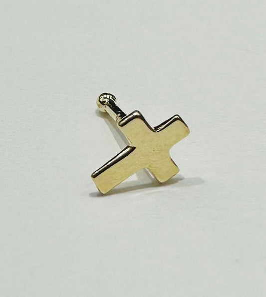 14K GOLD CROSS NOSE RING