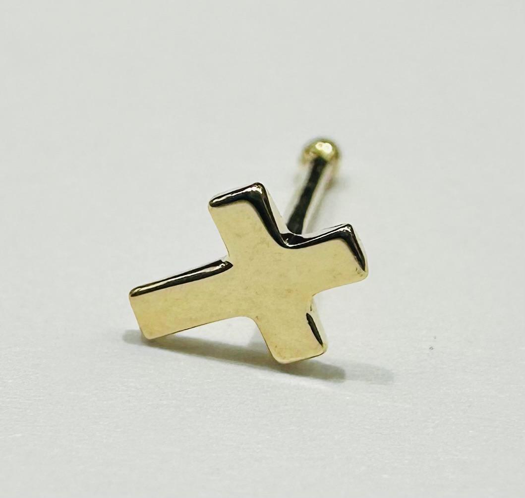 14K GOLD CROSS NOSE RING