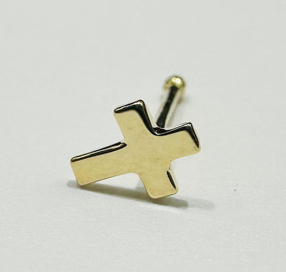 14K GOLD CROSS NOSE RING