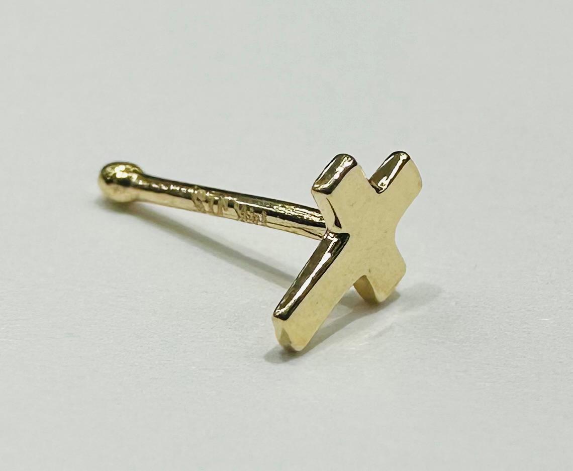 14K GOLD CROSS NOSE RING