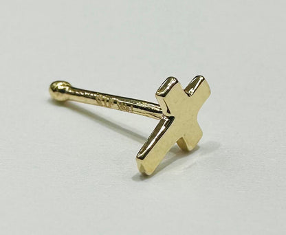 14K GOLD CROSS NOSE RING