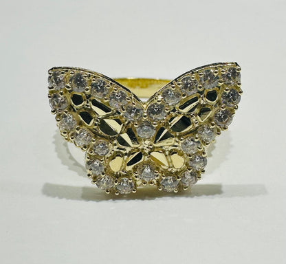 10K GOLD NUGGET RING WITH CZ STONES- WEIGHT:  3.9gm