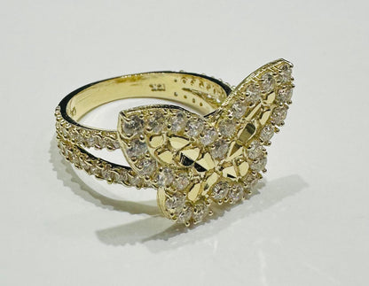 10K GOLD NUGGET RING WITH CZ STONES- WEIGHT:  3.9gm