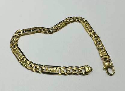 10K GOLD TIGER EYE CUBAN LINK BRACELET- WEIGHT:  15.4gm   8.5"   6.55mm