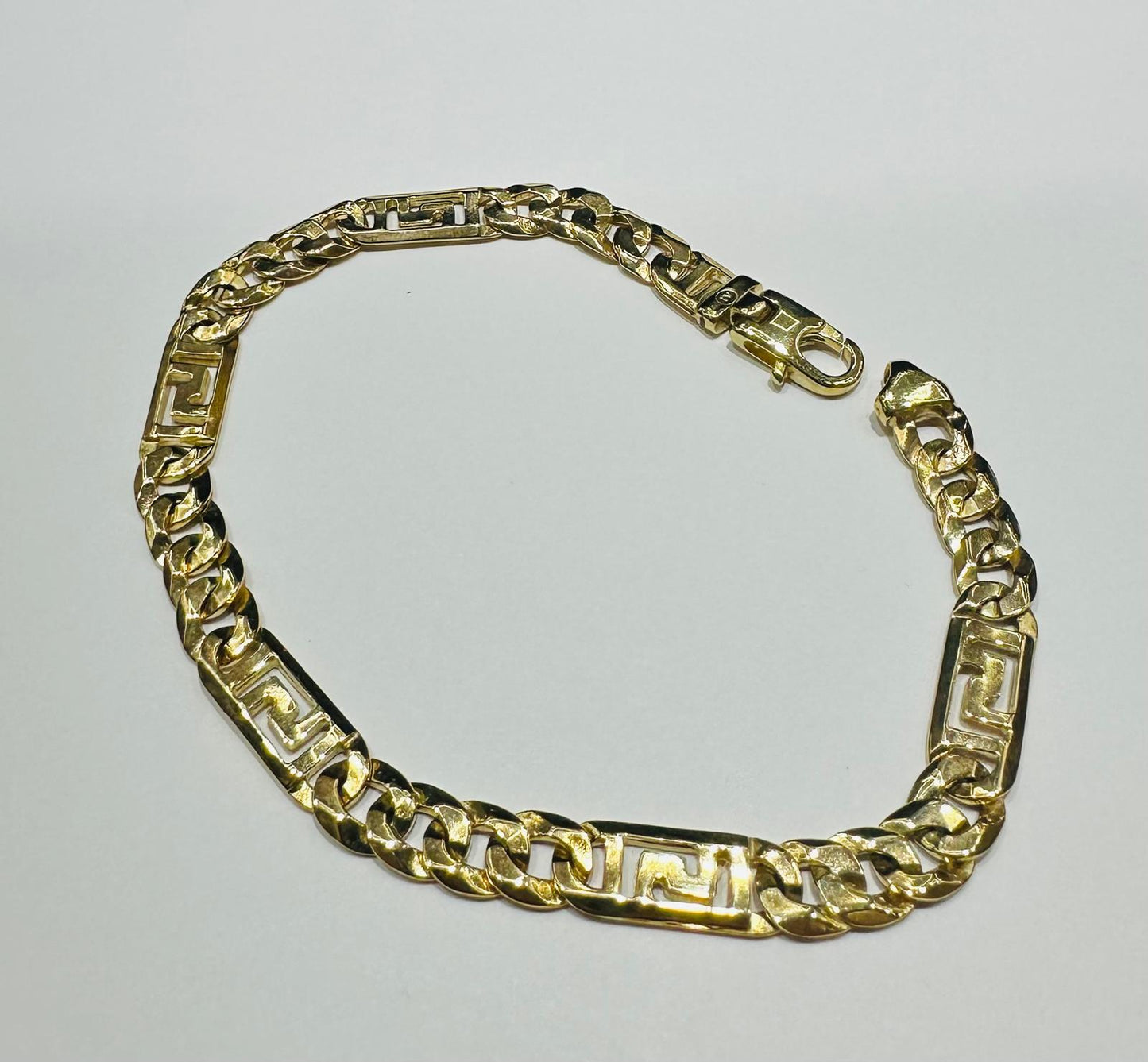 10K GOLD TIGER EYE CUBAN LINK BRACELET- WEIGHT:  15.4gm   8.5"   6.55mm