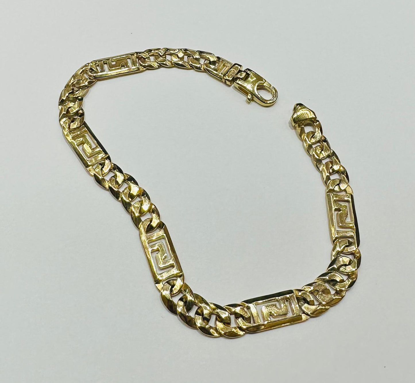 10K GOLD TIGER EYE CUBAN LINK BRACELET- WEIGHT:  15.4gm   8.5"   6.55mm