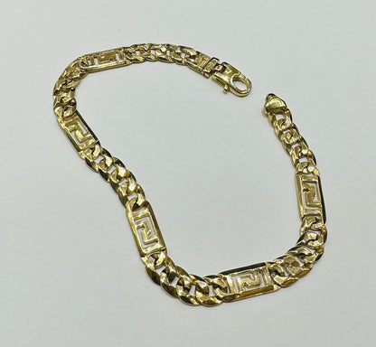 10K GOLD TIGER EYE CUBAN LINK BRACELET- WEIGHT:  15.4gm   8.5"   6.55mm
