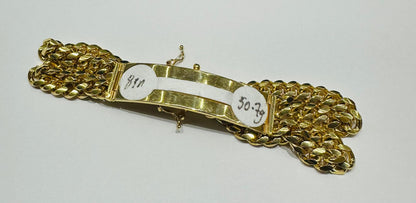 10K GOLD MIAMI CUBAN LINK BRACELET- WEIGHT:  50.8gm   8"