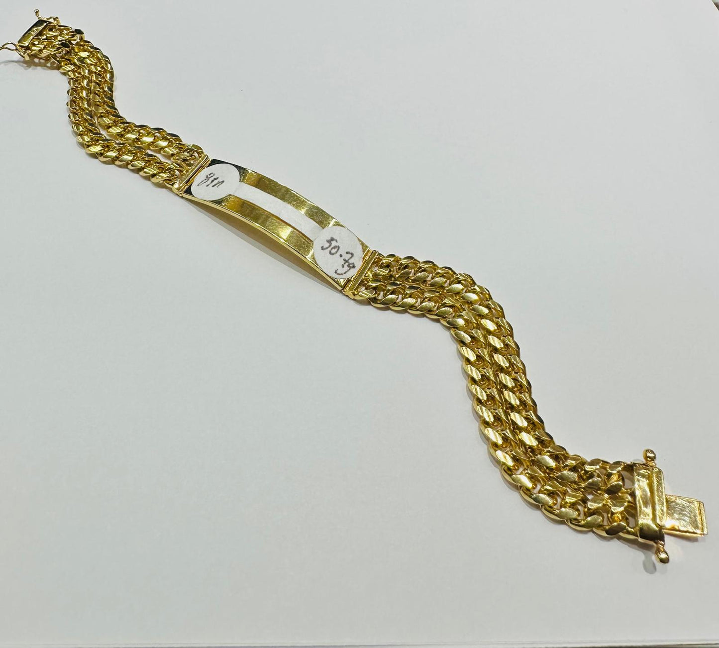 10K GOLD MIAMI CUBAN LINK BRACELET- WEIGHT:  50.8gm   8"