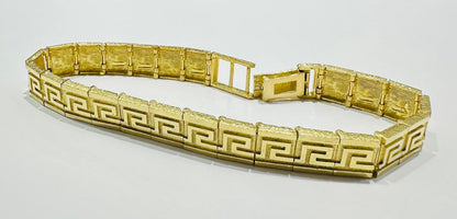 10K GOLD VERSACE LINK BRACELET- WEIGHT:  22.2gm   8"   9.55mm